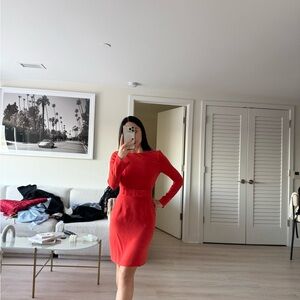 Reiss Vibrant Red Long Sleeve Dress